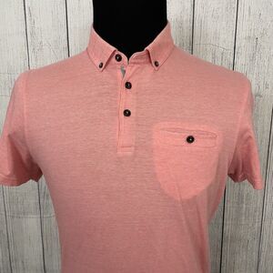 Ted Baker Men's Size 5 / XL Pink Slim Fit 100% Cotton Short Sleeve Polo Shirt